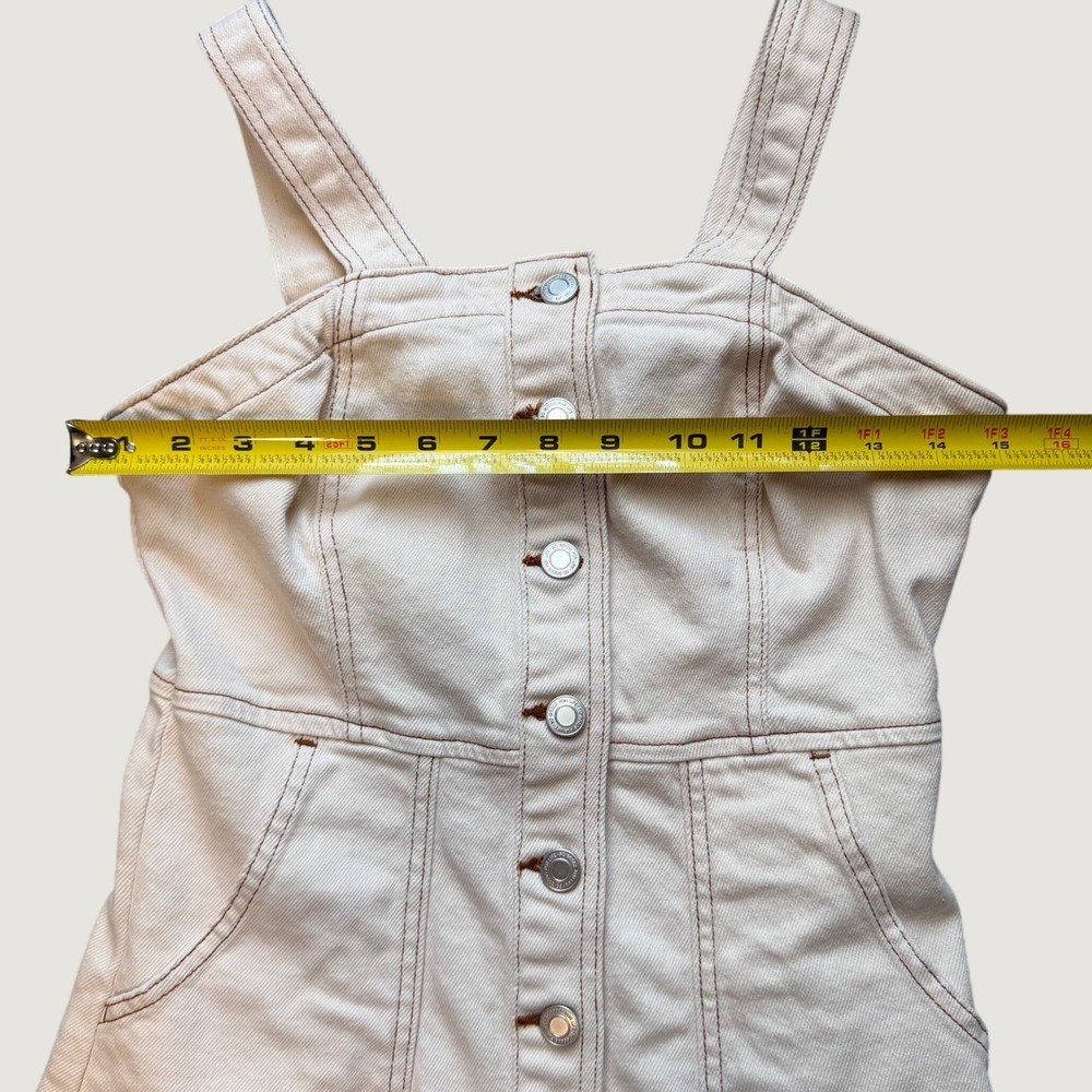 Cream Denim Button Front Mini Dress, 3/26W - Picture 8 of 8